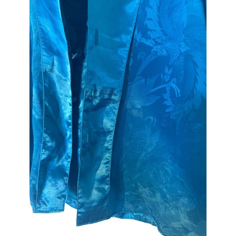 Vintage Victorias Secret Gold Label Top Size XS P Teal Blue Satin Floral Jacquar - Picture 12 of 15